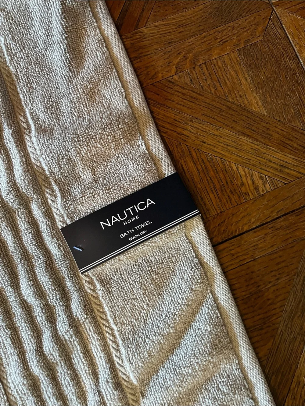 Set of 3 Nautica Beige Bath Towel set of tradewind gray Plush Cotton blend